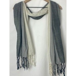 Women's Scarf By Dermaglow Black, Gray & White with Metallic Yarn